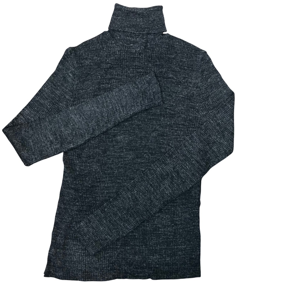 Givenchy for Chesa VINTAGE Ribbed Knit Turtleneck Dark Gray‎ Winter Staple Large